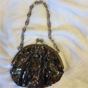 Cute sequins bag w chain link strap